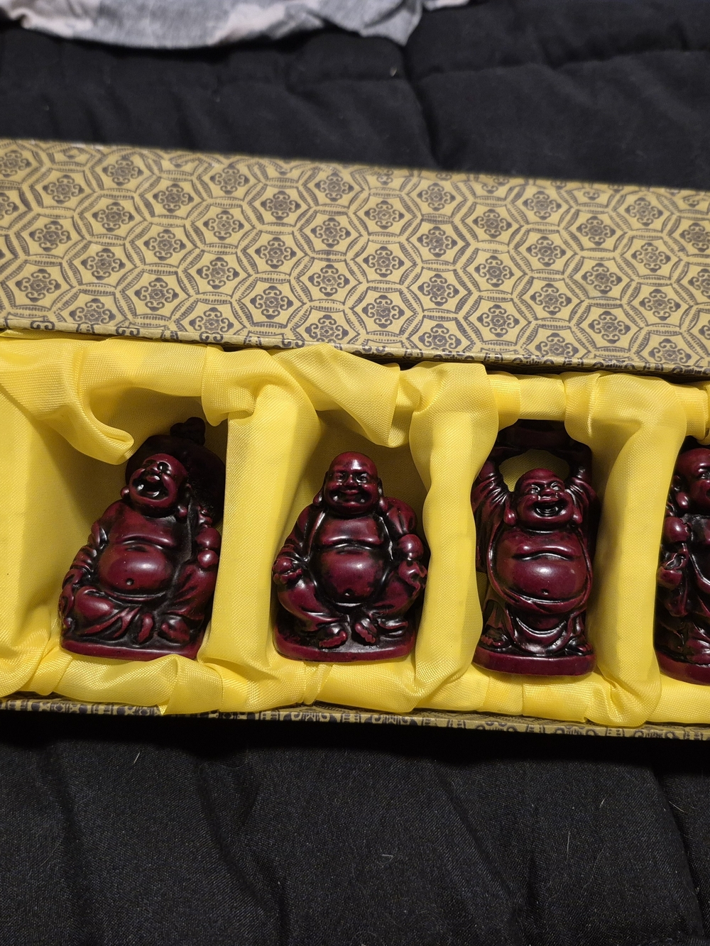 Set of Red Laughter Buddha Figurines - Decorative Home Accents